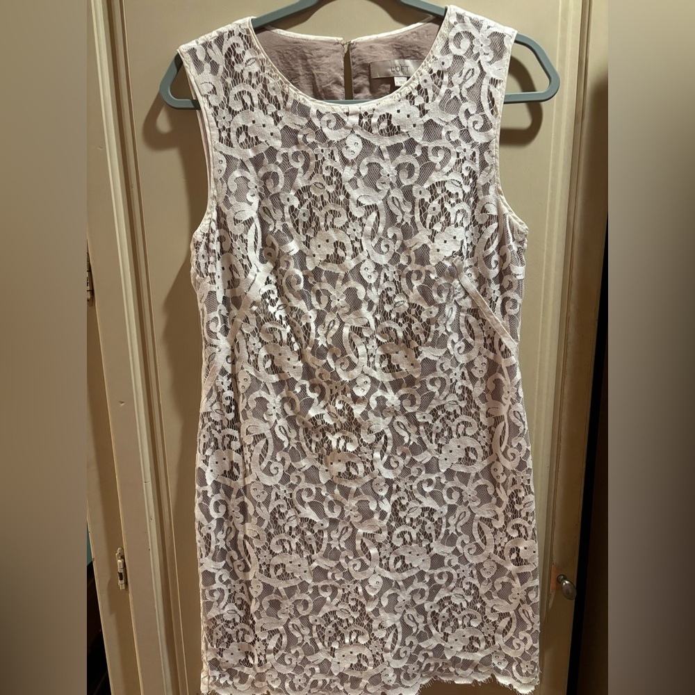 LOFT White Lace Detail Dress